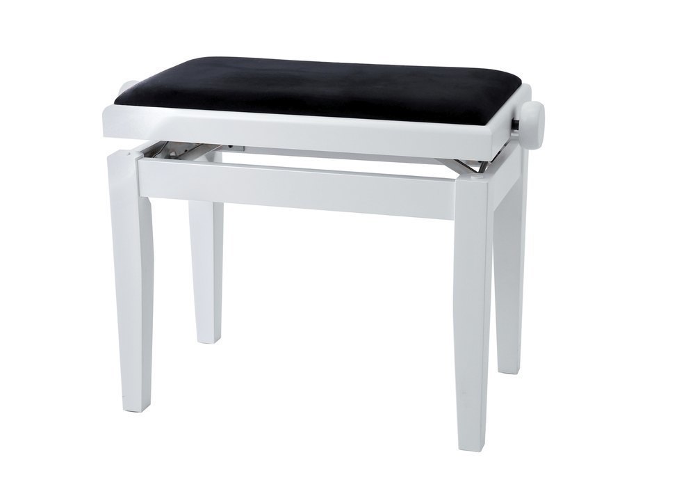 Klavierbank, weiß matt mit Sitzfläche schwarz